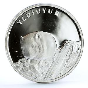 Turkey 20 lira Endangered Wildlife Dormouse Animals Fauna proof silver coin 2005