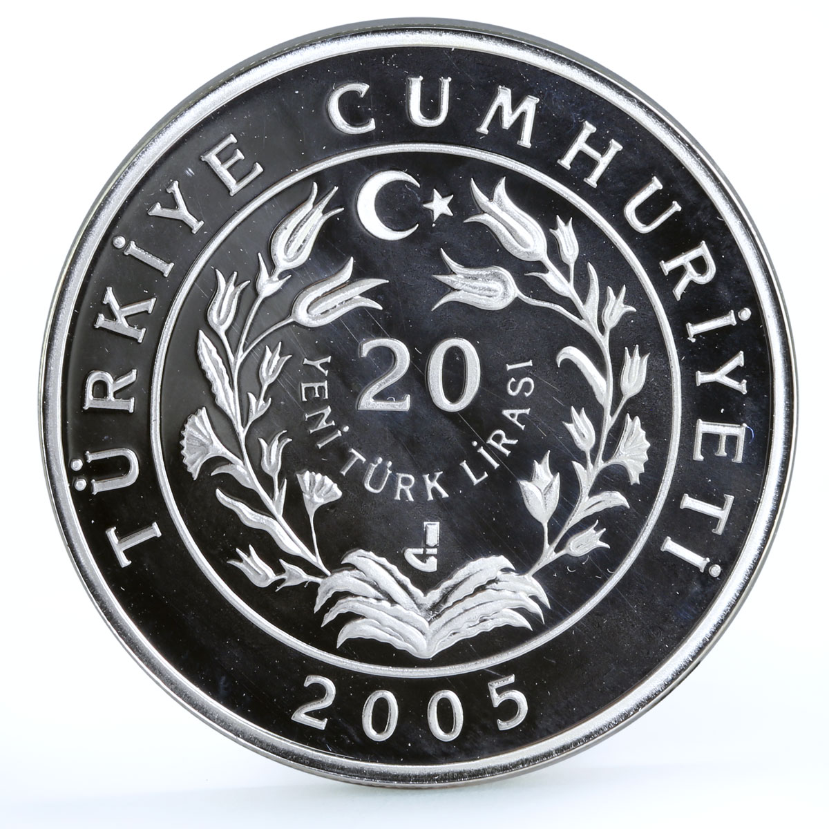Turkey 20 lira Endangered Wildlife Long Eared Hedgehog Fauna silver coin 2005
