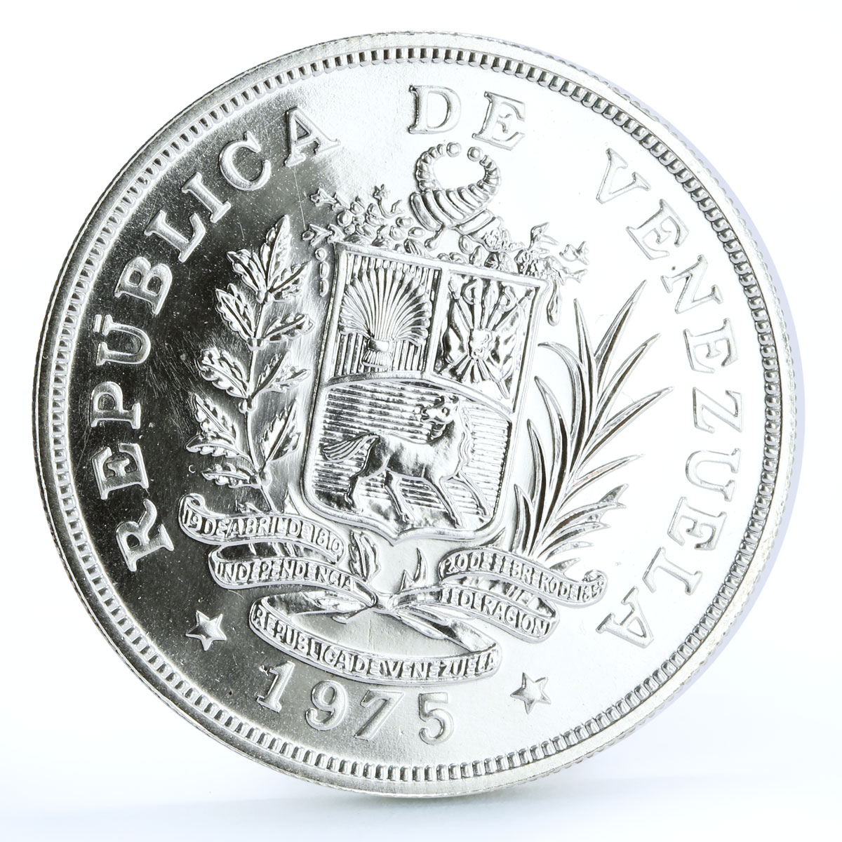 Venezuela 50 bolivares Endangered Wildlife Giant Armadillo silver coin 1975