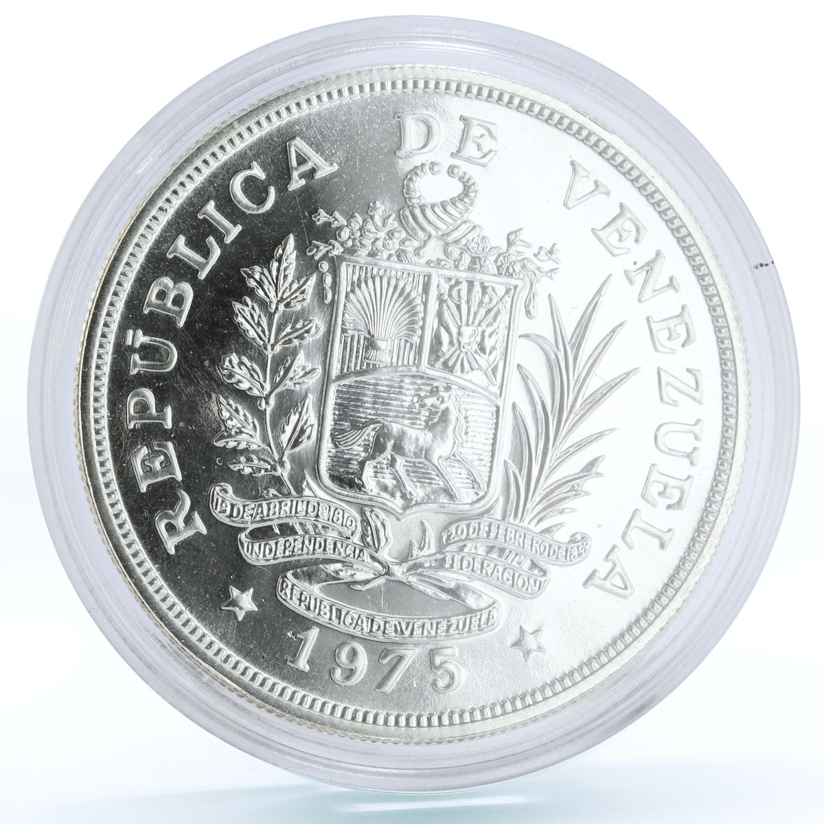 Venezuela 50 bolivares Endangered Wildlife Giant Armadillo silver coin 1975