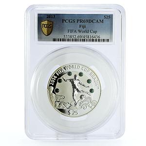 Fiji 25 dollars Football World Cup in Brazil Player PR69 PCGS silver coin 2013