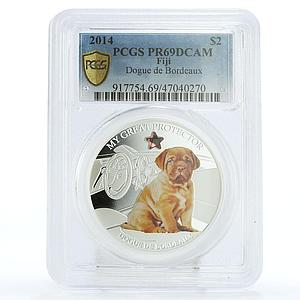 Fiji 2 dollars Dogue de Bordeaux French Mastiff Dog PR69 PCGS silver coin 2014