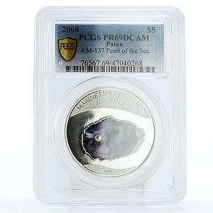 Palau 5 dollars Sea Treasures Pearl of the Sea PR69 PCGS silver coin 2008