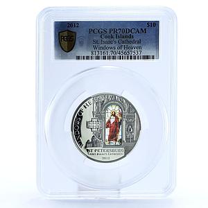 Cook Islands 10 dollars Windows of Heaven St Isaac Church PR70 PCGS Ag coin 2012