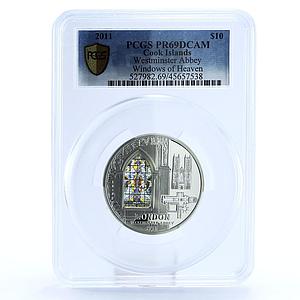 Cook Islands 10 dollars Windows of Heaven Westminster PR69 PCGS Ag coin 2011