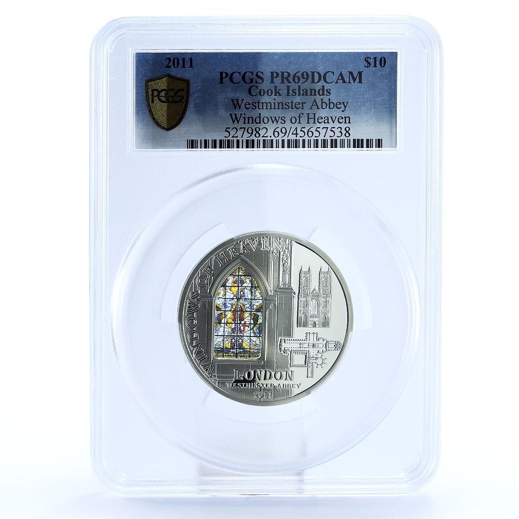 Cook Islands 10 dollars Windows of Heaven Westminster PR69 PCGS Ag coin 2011