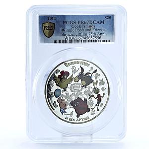 Cook Islands 25 dollars Cartoons Winnie Pooh Friends PR67 PCGS silver coin 2011