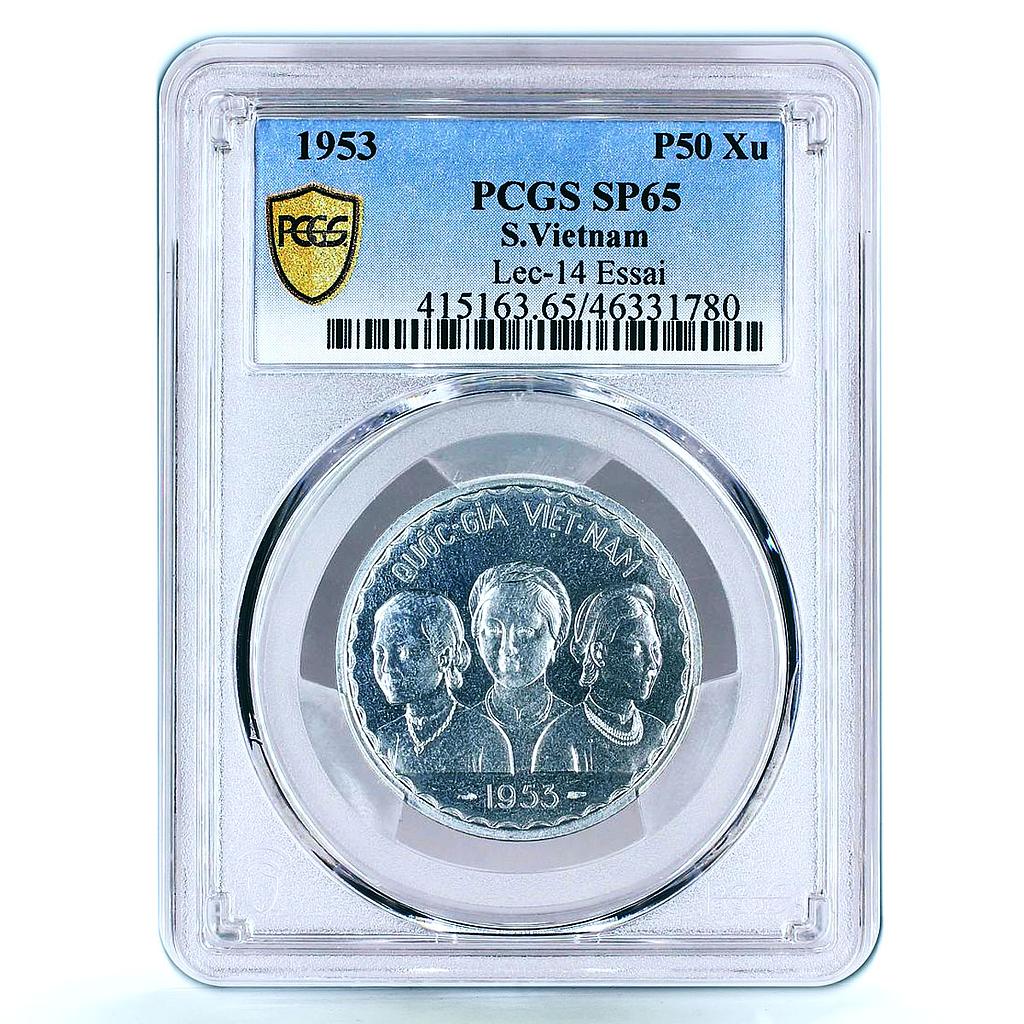 South Vietnam 50 xu Three Women Two Dragons Essai SP65 PCGS Al coin 1953