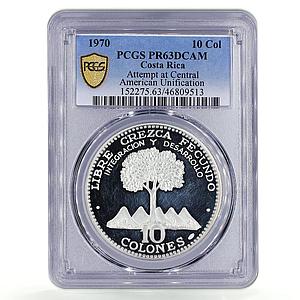 Costa Rica 10 colones Central American Unification Tree PR63 PCGS Ag coin 1970