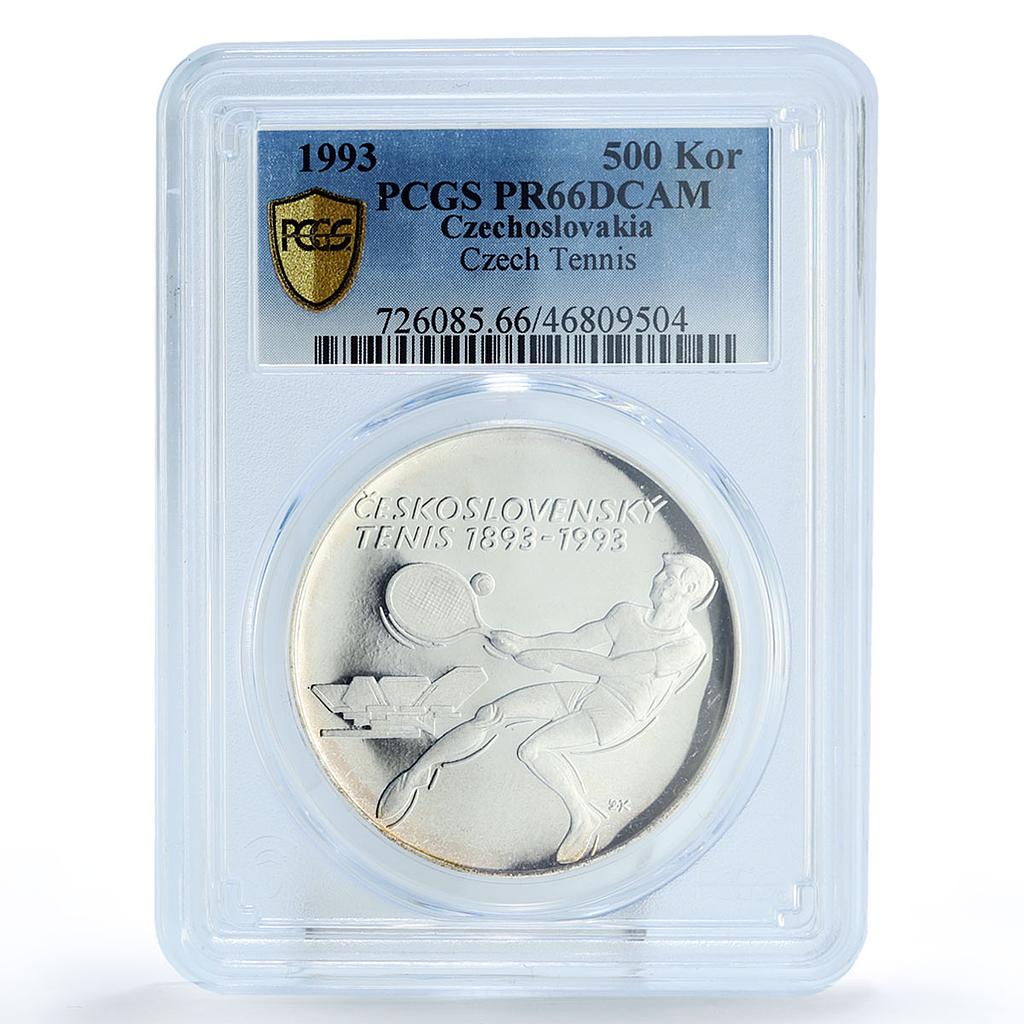 Czechoslovakia 500 korun Tennis 100th Anniversary PR66 PCGS silver coin 1993
