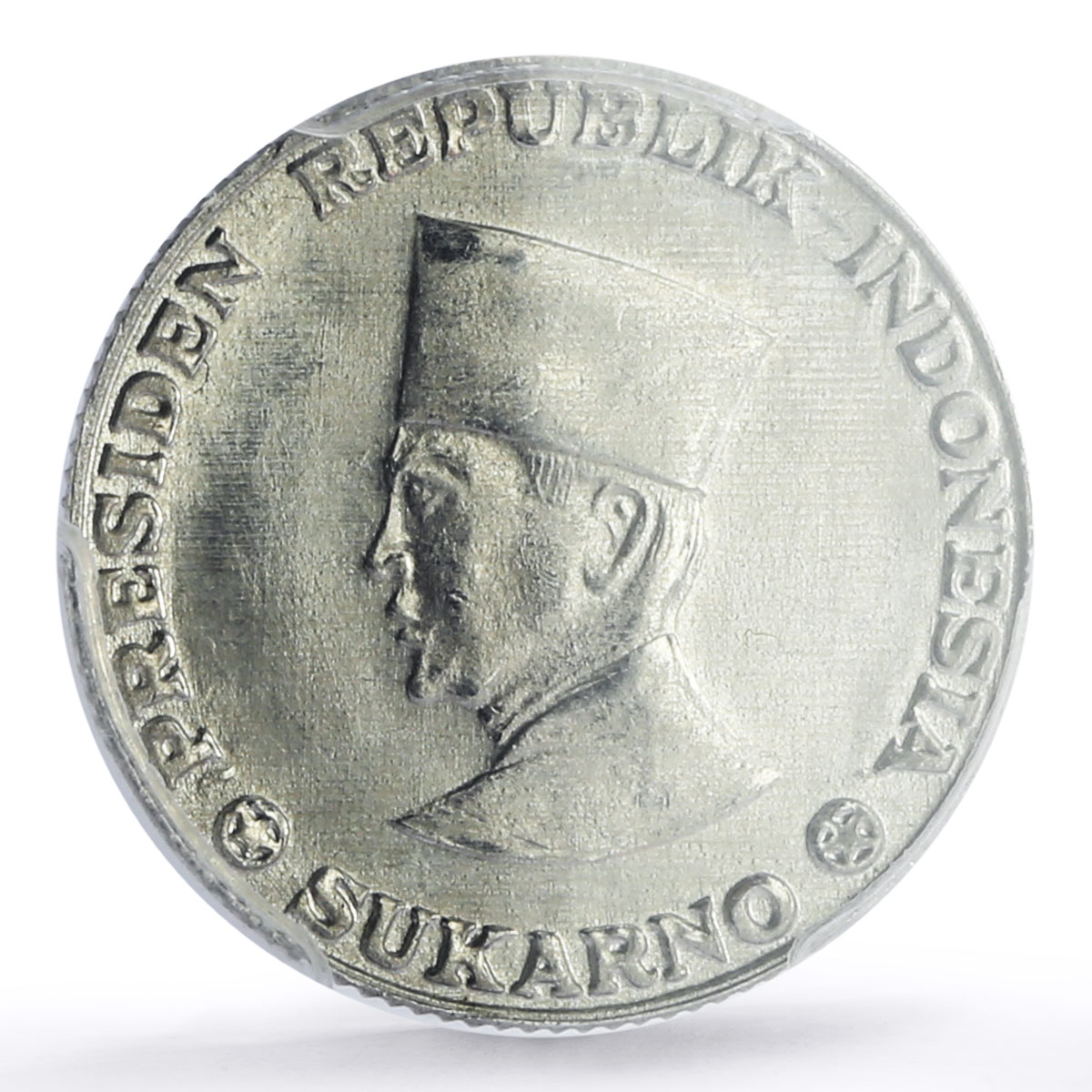 Indonesia Irian Barat 25 sen President Sukarno Genuine UNC PCGS Al coin 1962