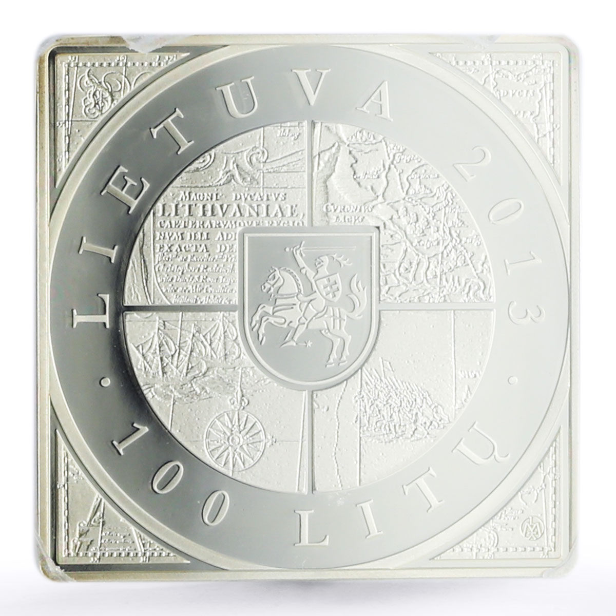 Lithuania 100 litu 1st Map of Grand Duchy PR70 PCGS silver coin 2013