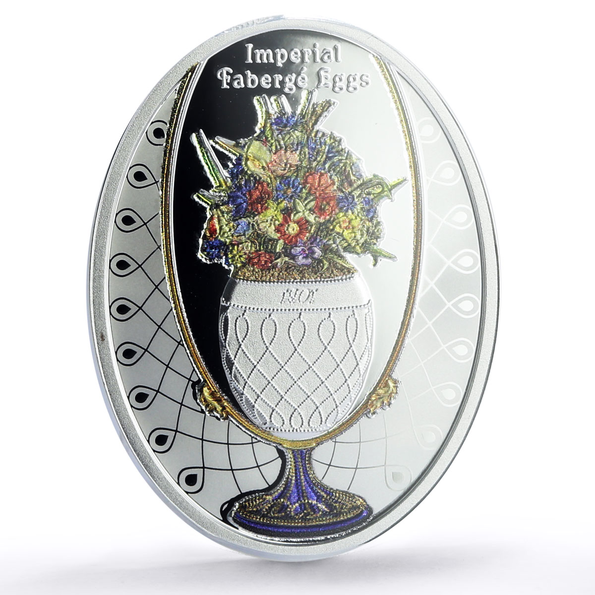 Niue 1 dollar Imperial Faberge Eggs Flower Basket Egg Art PR70 PCGS Ag coin 2021