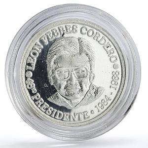 Ecuador 1000 sucres 46th President Leon Febres Cordero Politics silver coin 2020