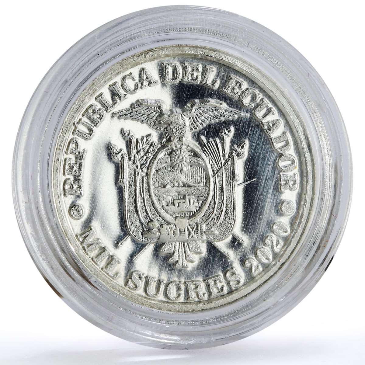 Ecuador 1000 sucres 46th President Leon Febres Cordero Politics silver coin 2020