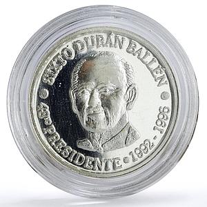 Ecuador 1000 sucres 48th President Sixto Duran Ballen Politics silver coin 2020