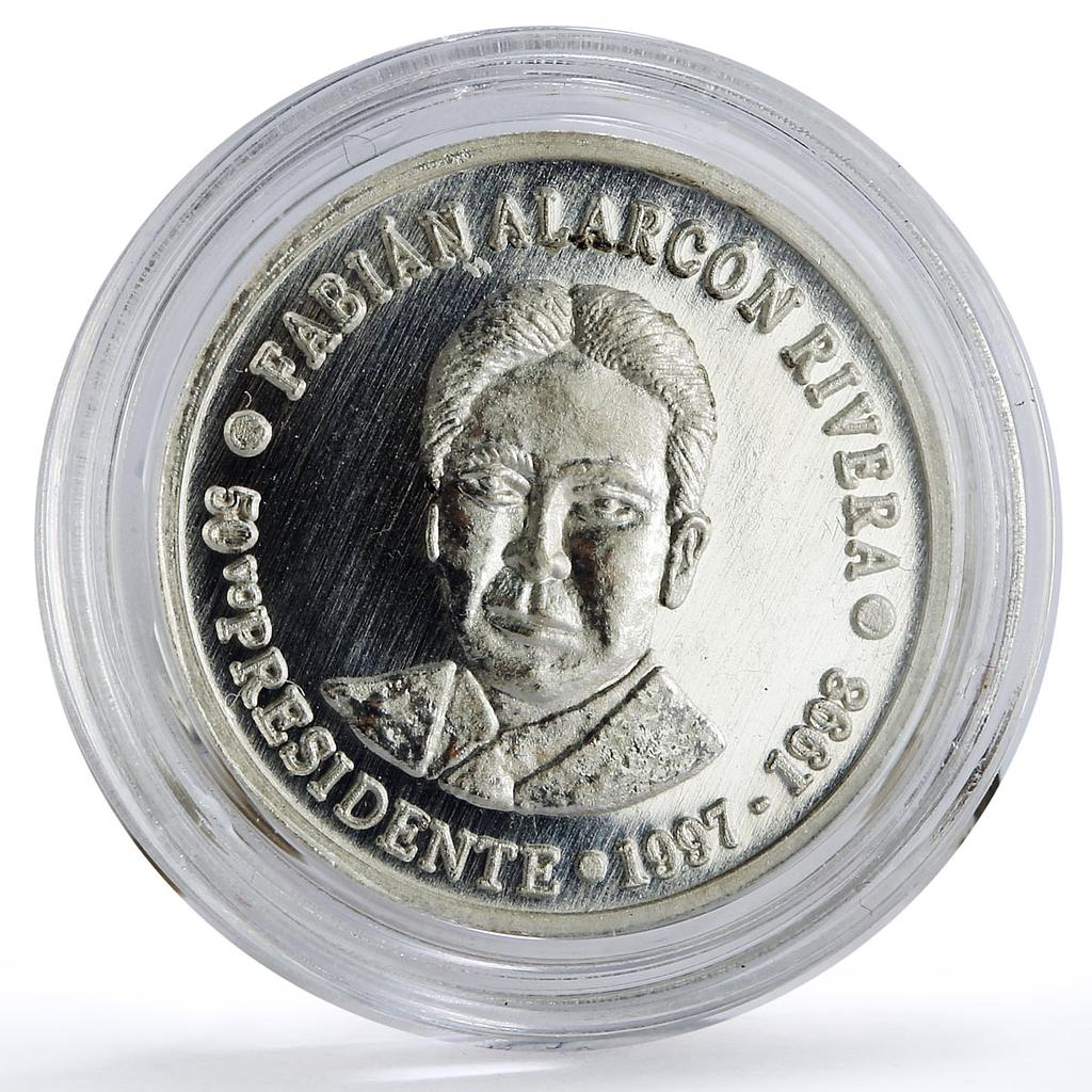 Ecuador 1000 sucres 50th President Fabian Alarcon Rivera Politics Ag coin 2020
