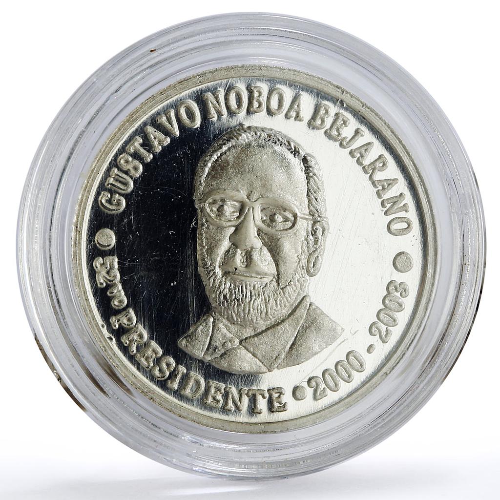 Ecuador 1000 sucres 52th President Gustavo Noboa Bejarano Politics Ag coin 2020