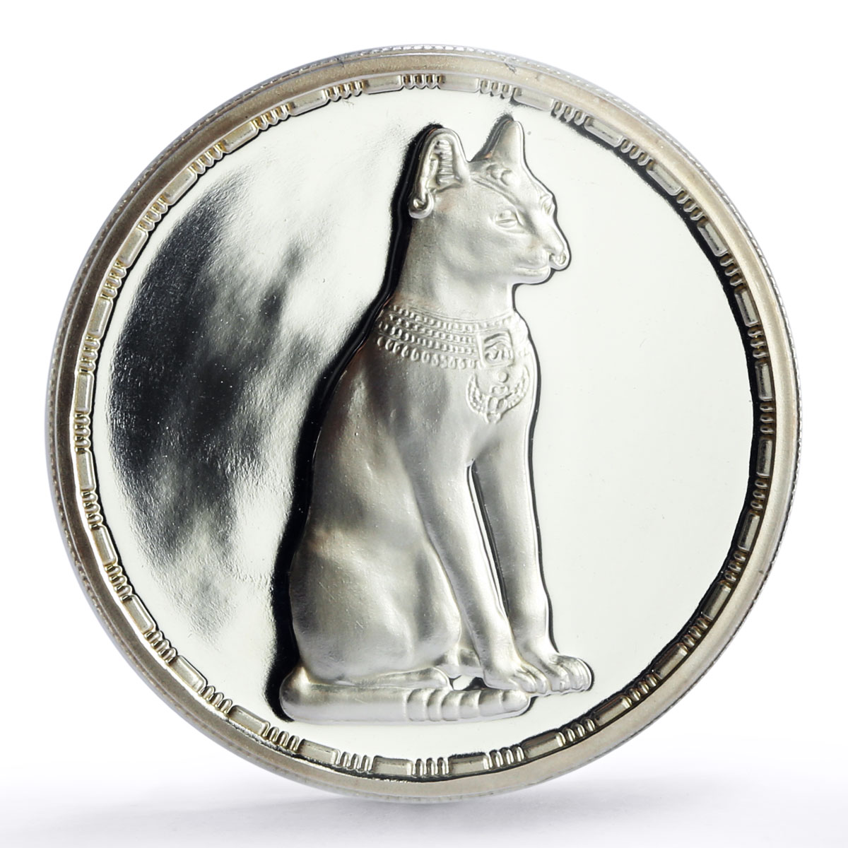 Egypt 5 pounds Ancient Treasures Goddess Bastet Cat PR68 PCGS silver coin 1994