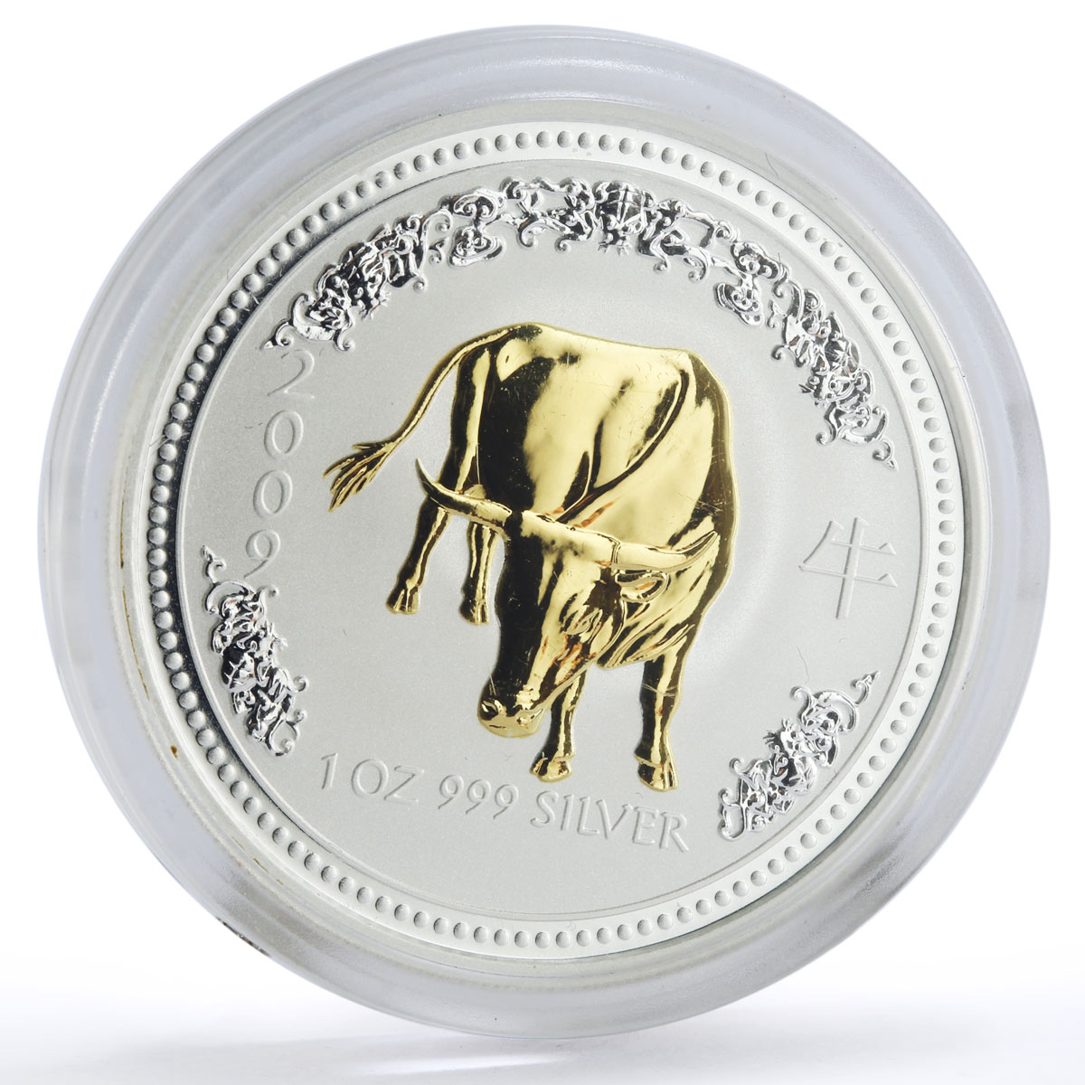 Australia 1 dollar Lunar Calendar I Year of the Ox gilded silver coin 2009