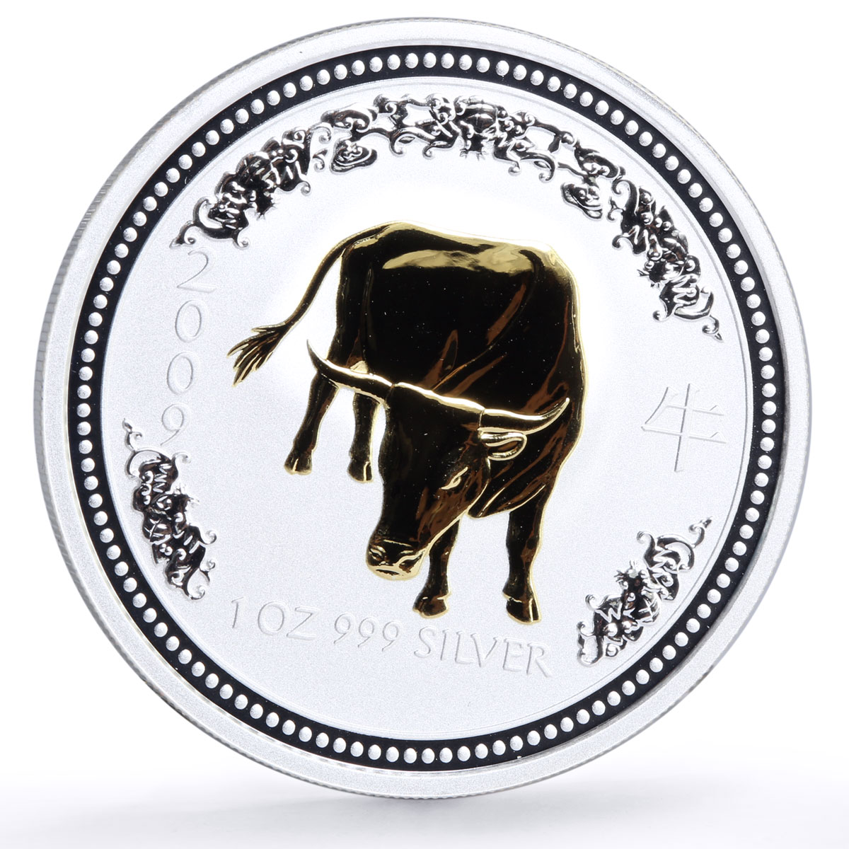 Australia 1 dollar Lunar Calendar I Year of the Ox gilded silver coin 2009