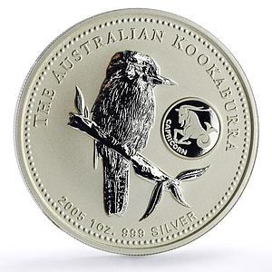Australia 1 dollar Australian Kookaburra Bird Fauna silver coin 2005
