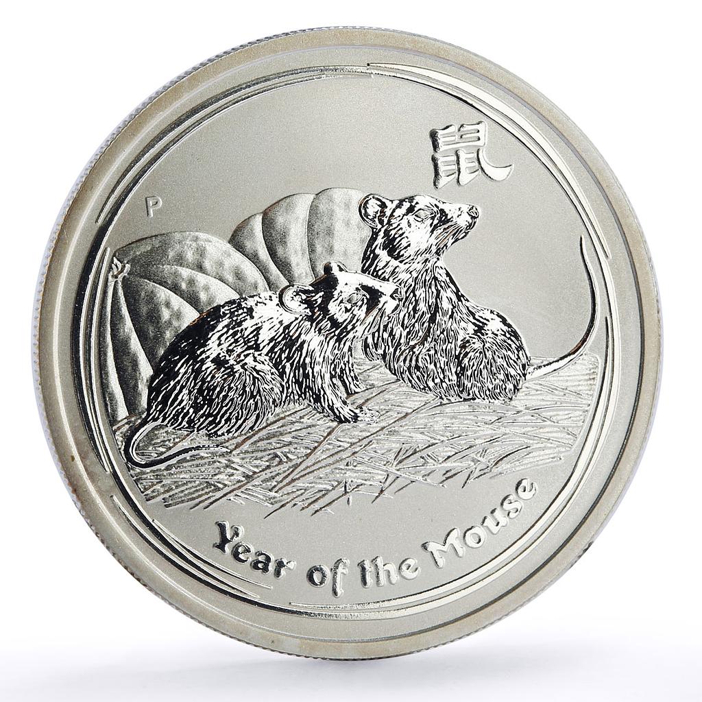 Australia 50 cents Lunar Calendar series II Year of the Mouse silver coin 2008