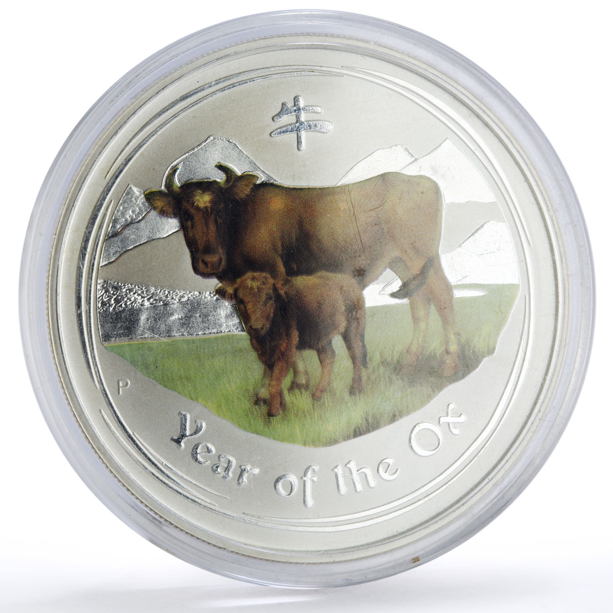 Australia 1 dollar Lunar Calendar series II Year of the Ox colored Ag coin 2009