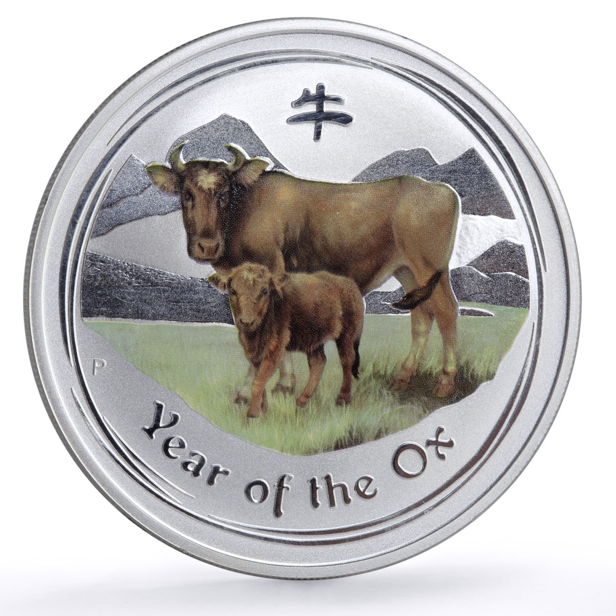 Australia 1 dollar Lunar Calendar series II Year of the Ox colored Ag coin 2009