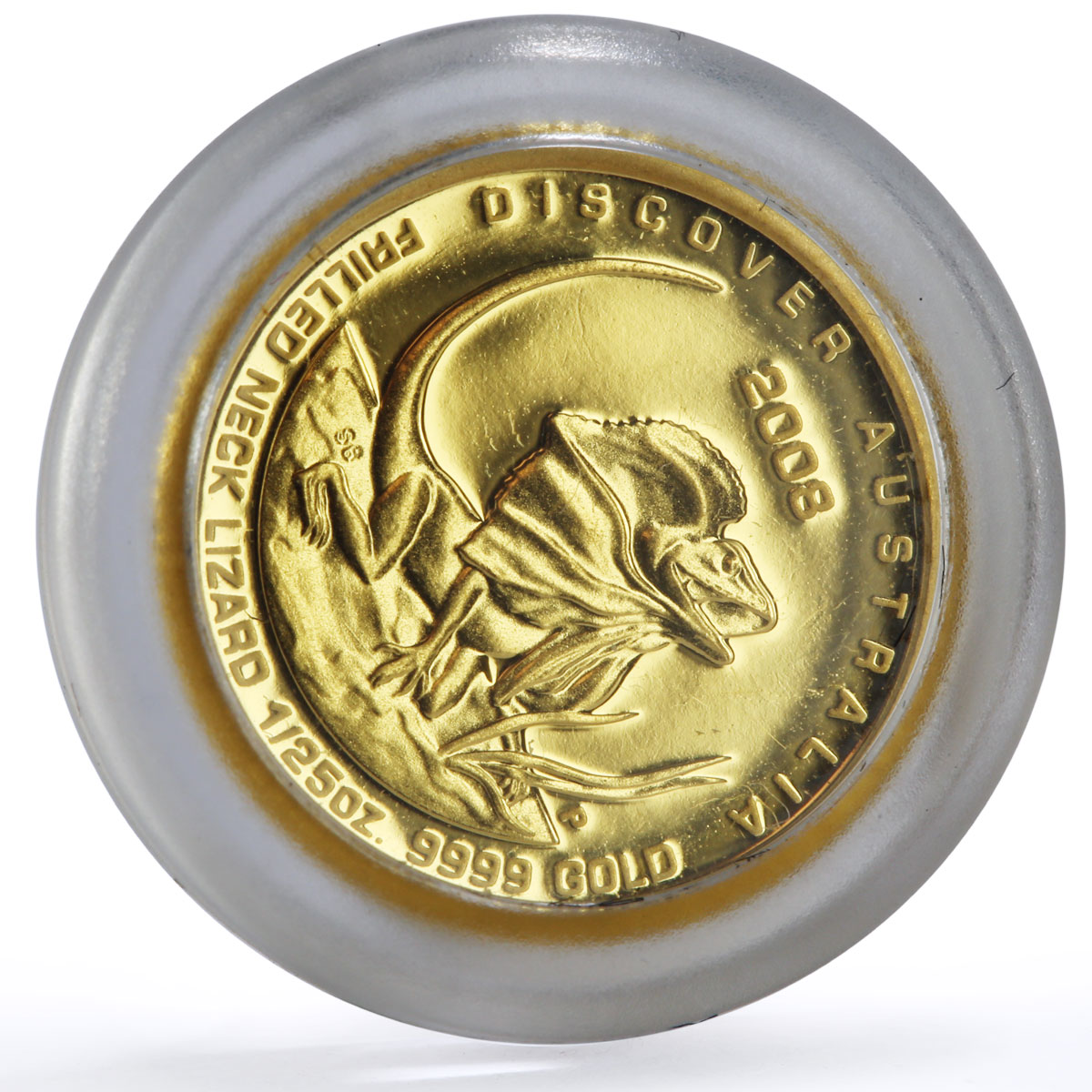 Australia 5 dollars Discovers Neck Lizard Animals Fauna proof gold coin 2008
