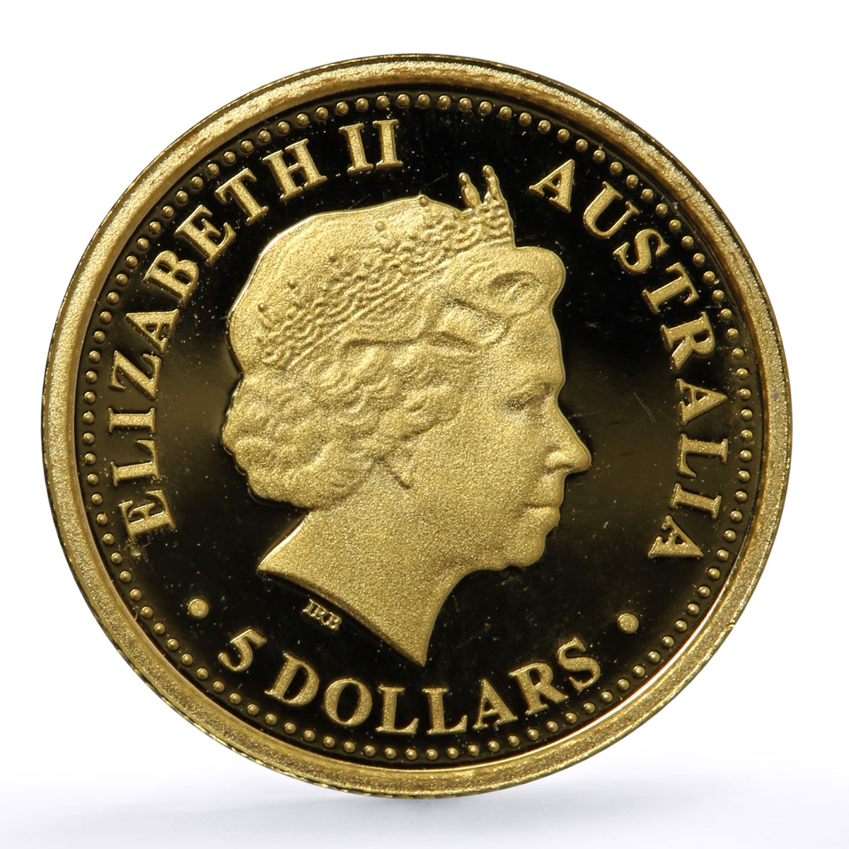 Australia 5 dollars Discovers Neck Lizard Animals Fauna proof gold coin 2008
