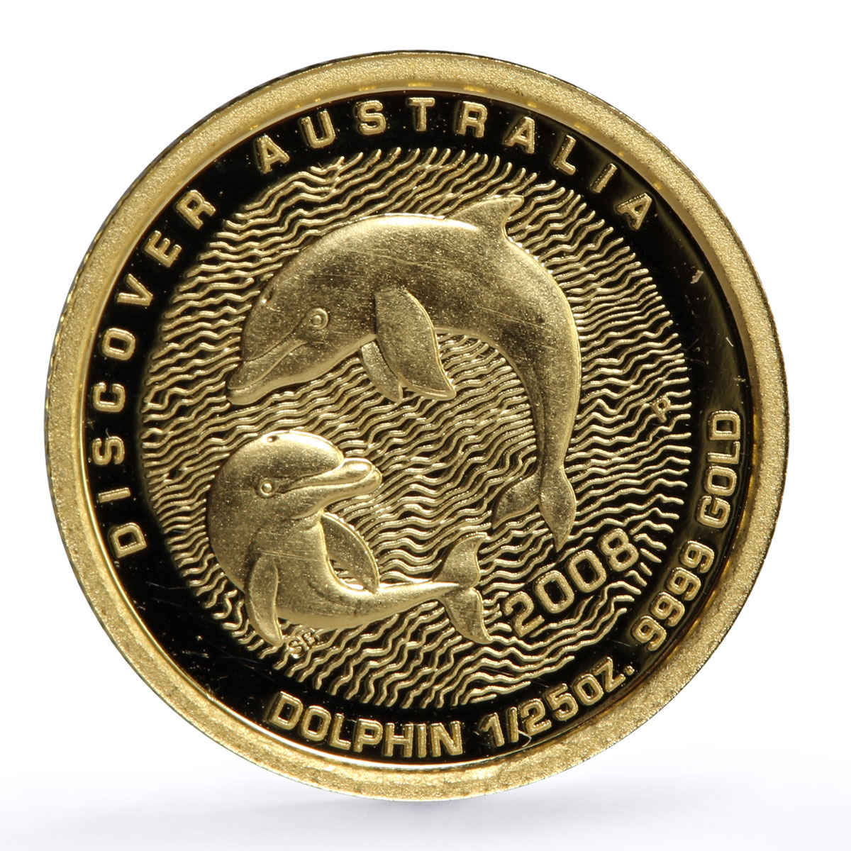 Australia 5 dollars Discovers Dolphin Animals Fauna proof gold coin 2008