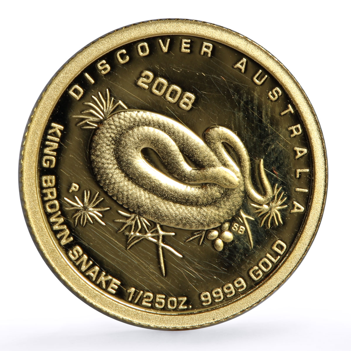 Australia 5 dollars Discovers Brown Snake Animals Fauna proof gold coin 2008