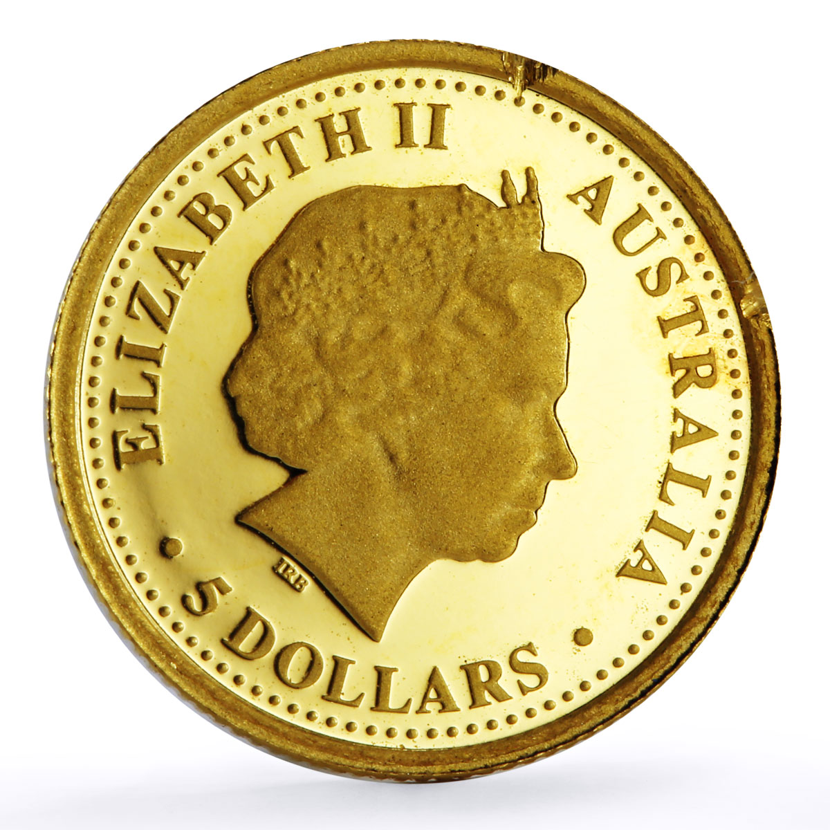 Australia 5 dollars Discovers Dingo Dog Animals Fauna proof gold coin 2008