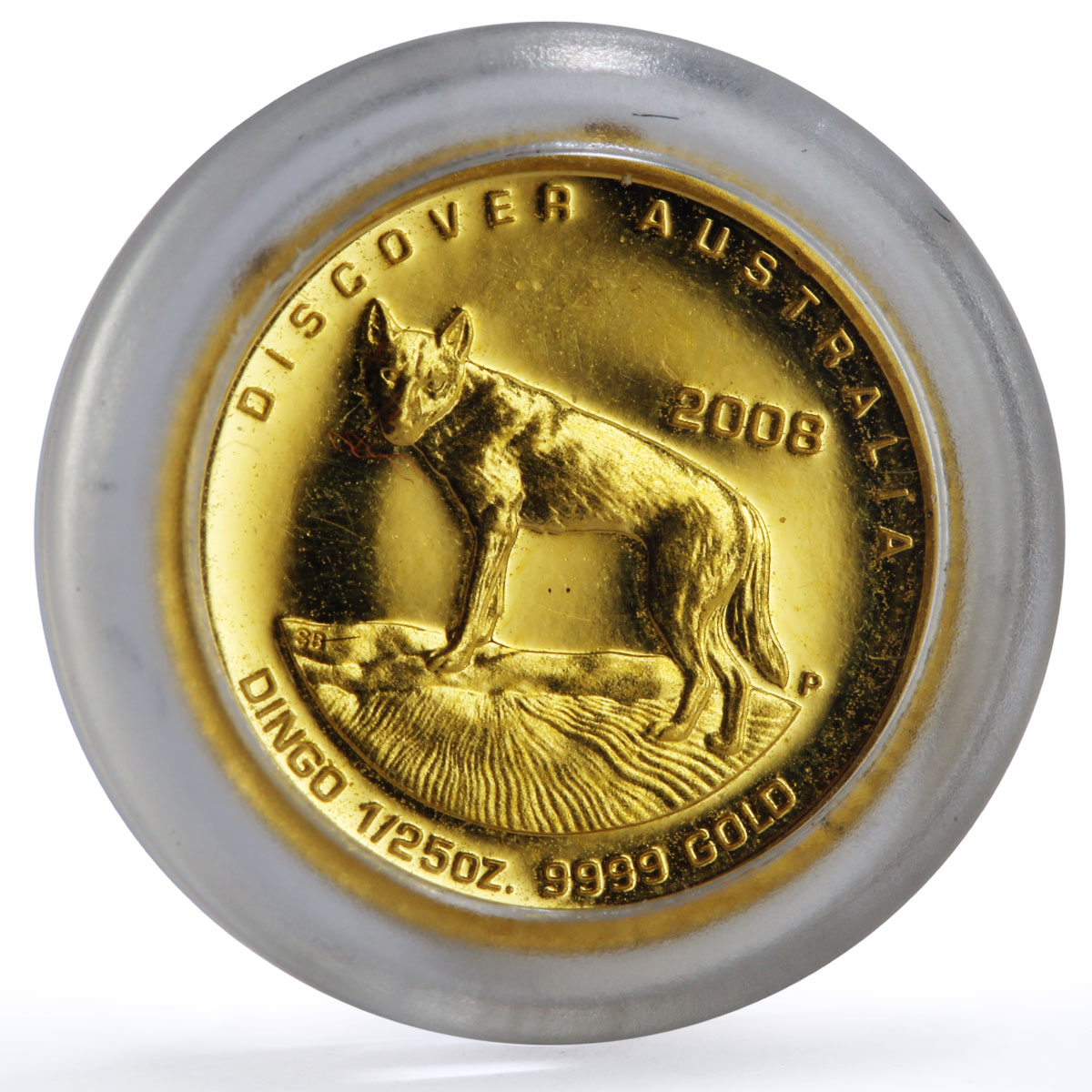 Australia 5 dollars Discovers Dingo Dog Animals Fauna proof gold coin 2008