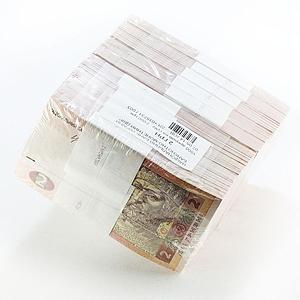 Ukraine 2 hryven 1000 notes bundle brick 2013