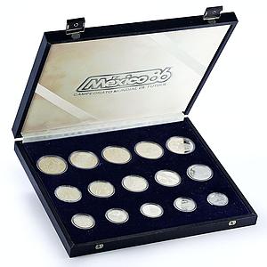 Mexico set of 15 coins Football World Cup 1986 silver coins 1985 - 1986