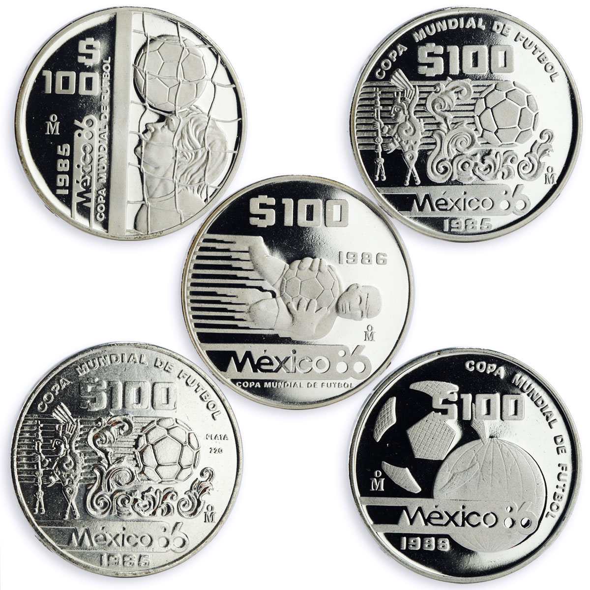 Mexico set of 15 coins Football World Cup 1986 silver coins 1985 - 1986