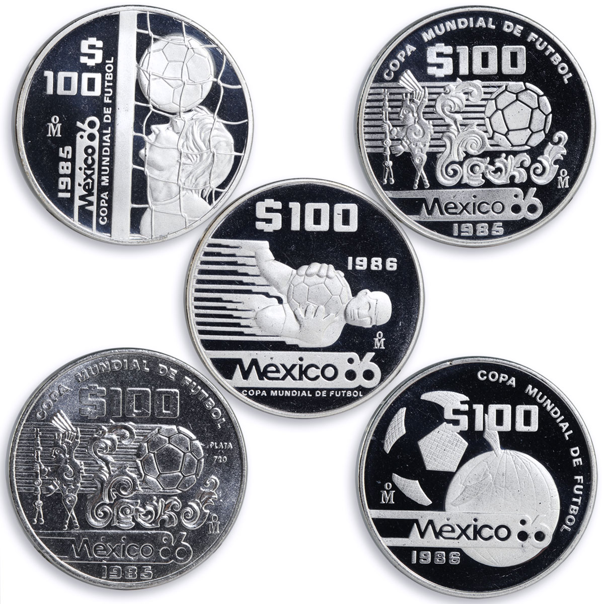 Mexico set of 15 coins Football World Cup 1986 silver coins 1985 - 1986