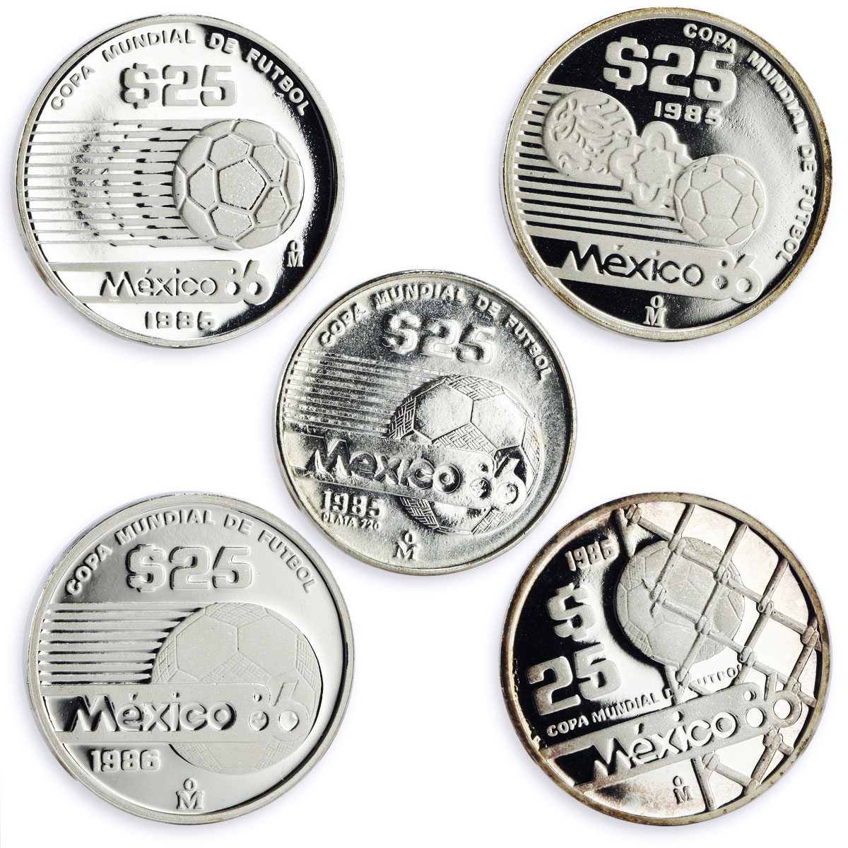 Mexico set of 15 coins Football World Cup 1986 silver coins 1985 - 1986