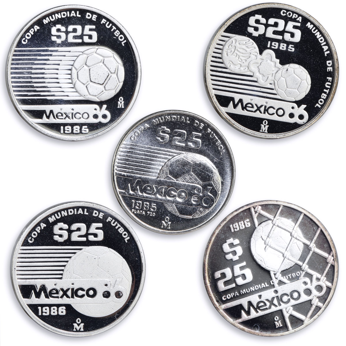 Mexico set of 15 coins Football World Cup 1986 silver coins 1985 - 1986