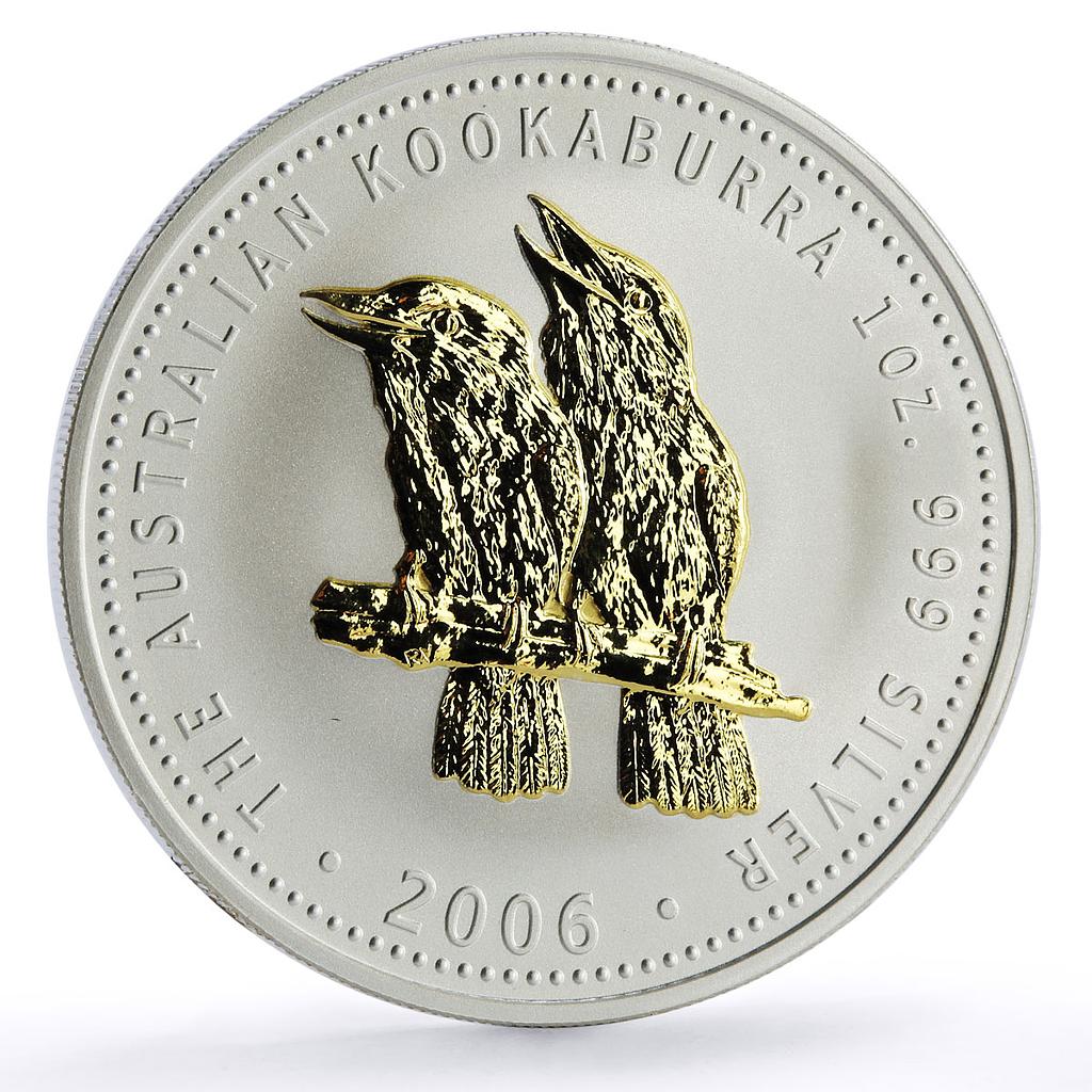 Australia 1 dollar Australian Kookaburra Birds Fauna gilded silver coin 2006