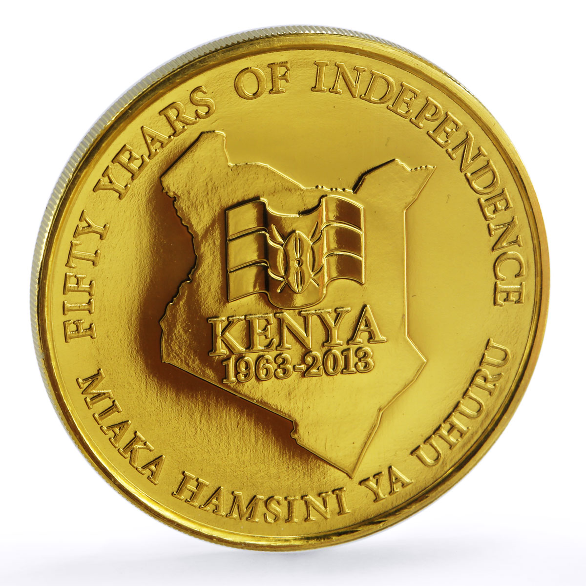 Kenya 50 shillings 50th Anniversary of Independence gilded NiBrass coin 2013