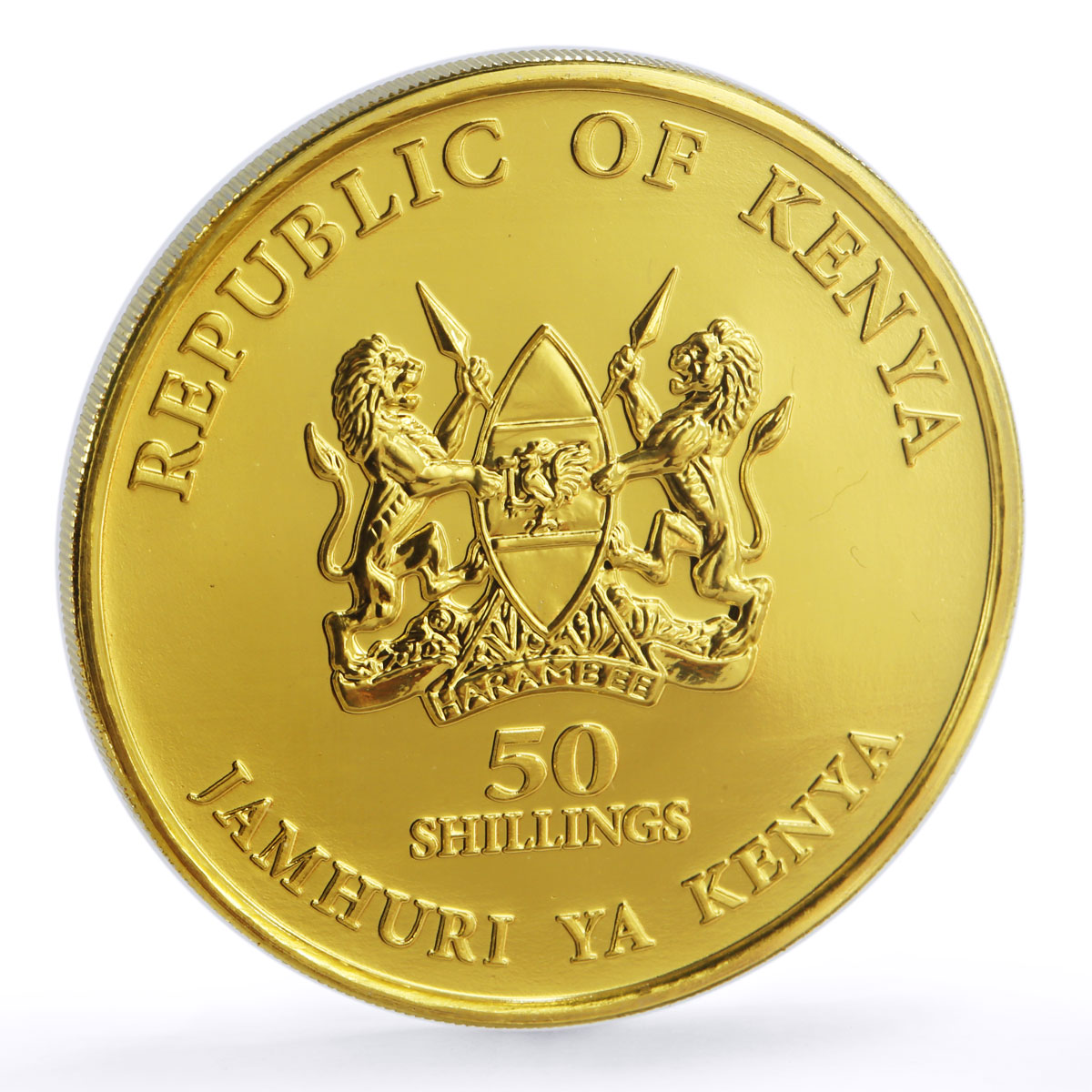 Kenya 50 shillings 50th Anniversary of Independence gilded NiBrass coin 2013