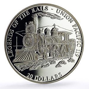 Liberia 20 dollars Trains Railway Locomotive Union Pacific 119 silver coin 2001