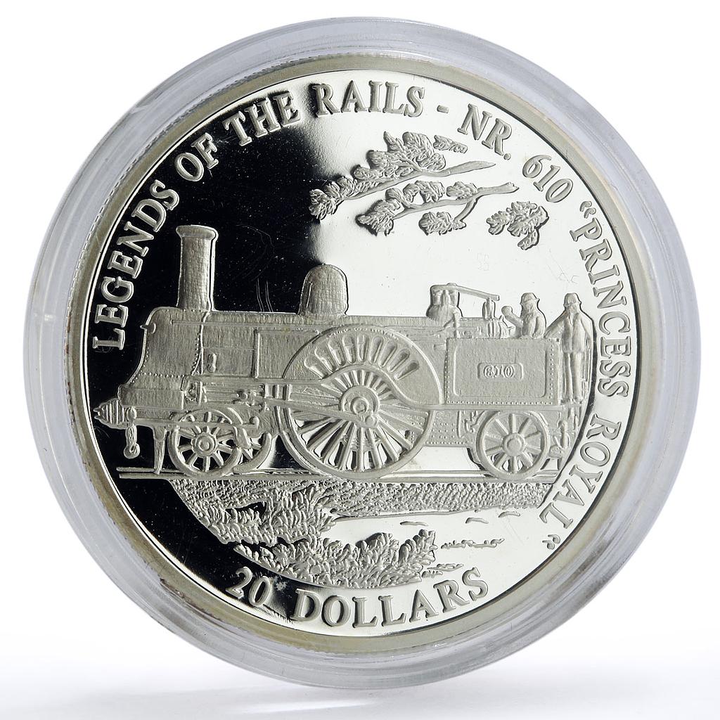 Liberia 20 dollars Trains Railway Locomotive NR 610 Princess Royal Ag coin 2001