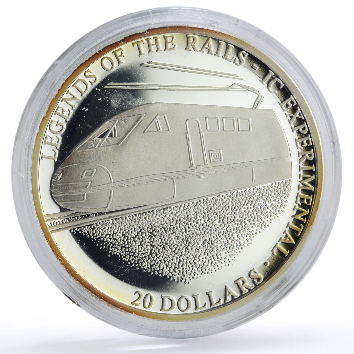 Liberia 20 dollars Trains Railway Locomotive 1C Experimental silver coin 2001