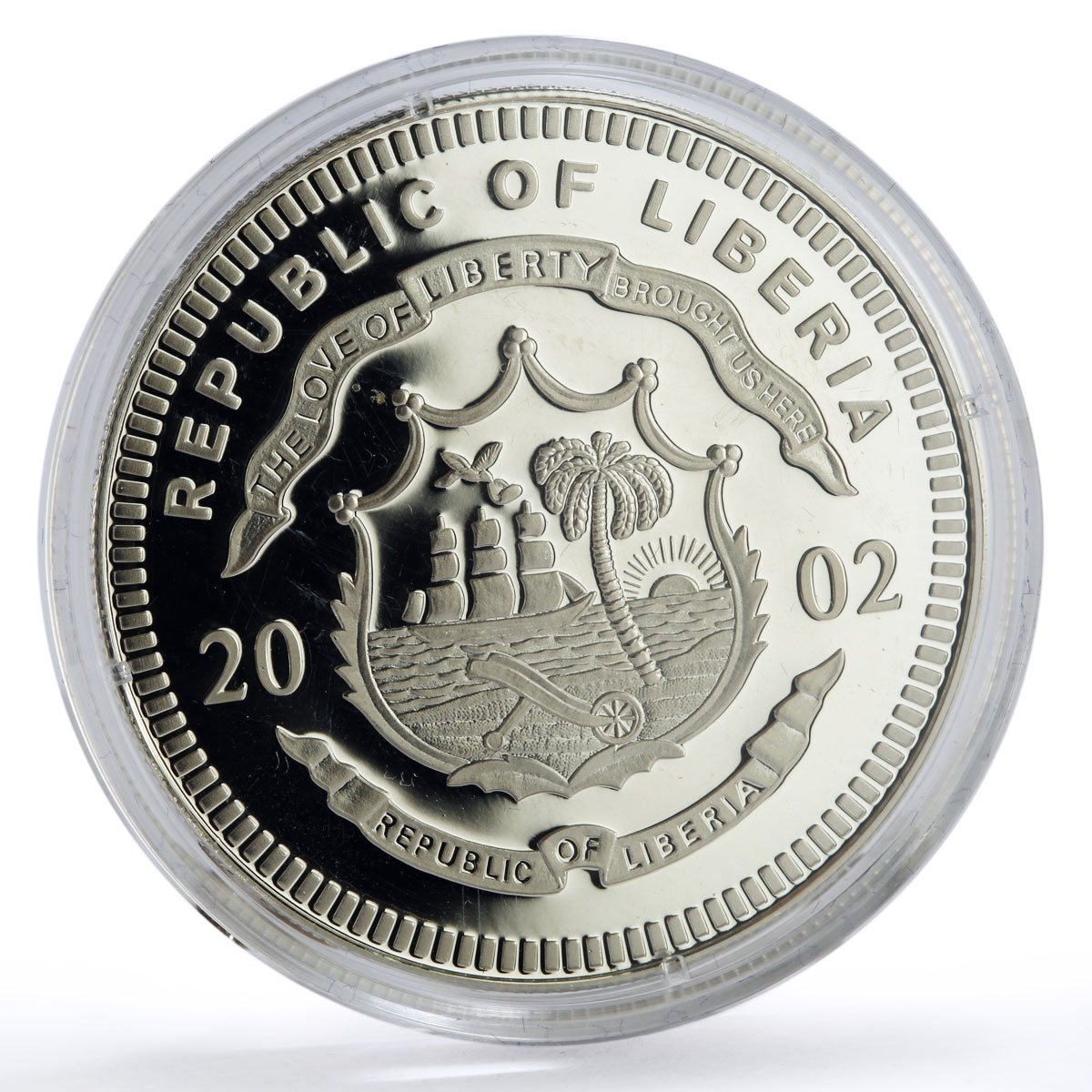 Liberia 20 dollars Trains Railway Locomotive LNER Flying Scottsman Ag coin 2002