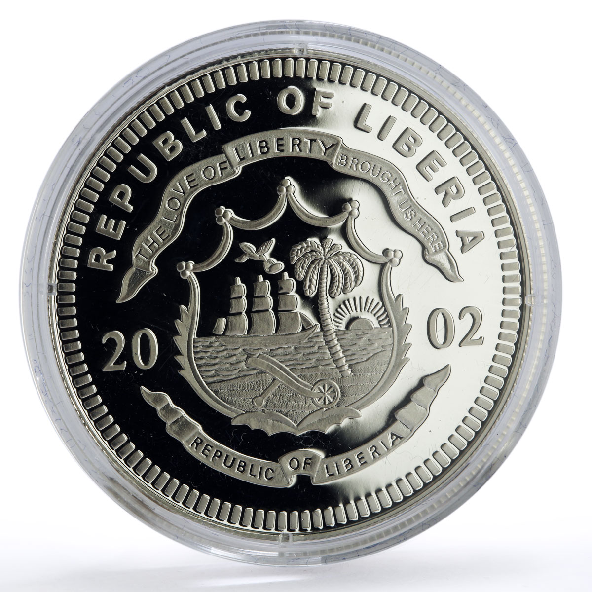 Liberia 20 dollars Trains Railway Locomotive 484 P36 silver coin 2002