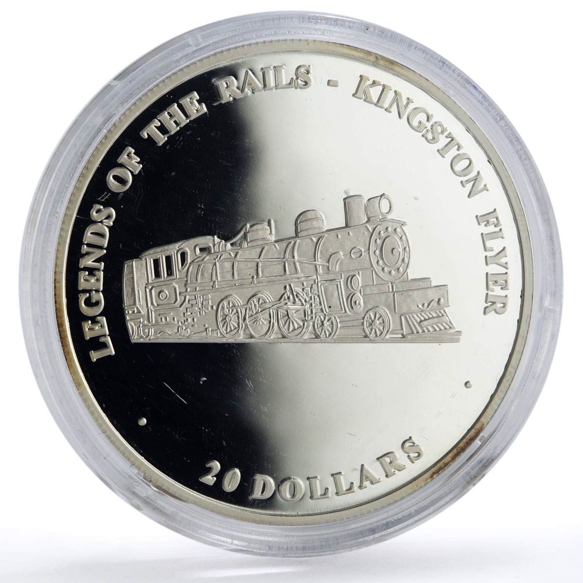 Liberia 20 dollars Trains Railway Locomotive Kingston Flyer silver coin 2003